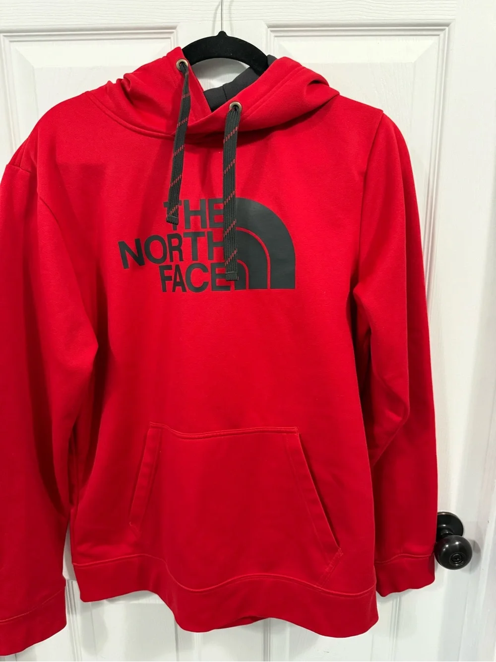 The North Face Men’s Red Pullover Hoodie with Black Logo
